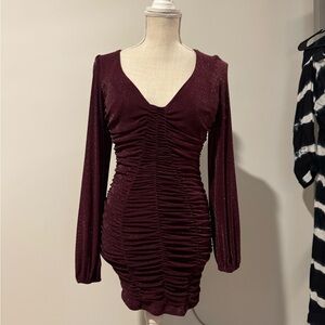 Elegant Burgundy Ruched Dress medium